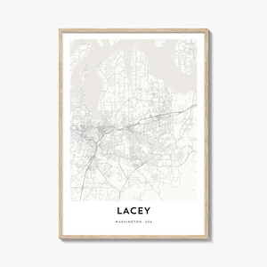 Kaart van Lacey-print, Lacey-kaartcadeau, Lacey-poster, kunstwerk stadsplattegrond voor thuis en op kantoor, Washington