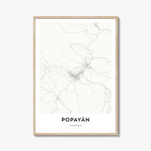 Map of Popayan Print, Popayan Map Gift, Popayan Poster, City Map Artwork for Home & Office, Colombia