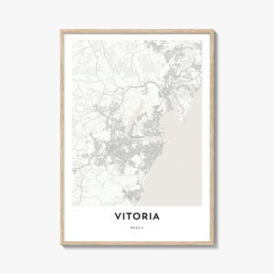 Impresión de mapa de Vitoria, regalo de mapa de Vitoria, póster de Vitoria, obra de arte de mapa de la ciudad para el hogar y la oficina, Brasil