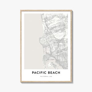Impression de carte de la plage du Pacifique, cadeau carte de la plage du Pacifique, affiche de la plage du Pacifique, oeuvre d'art du plan de la ville pour la maison et le bureau, Californie