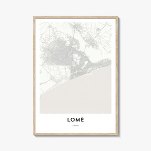 Karte von Lome Print, Lome Karte Geschenk, Lome Poster, Stadt Karte Kunstwerk für Zuhause & für das Büro, Togo