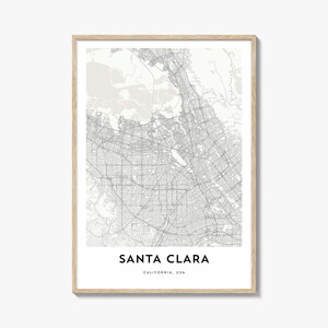 Santa Clara Map Print: Modern City Artwork, California