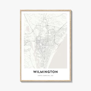 Karte von Wilmington North Carolina Print, Wilmington Karte Geschenk, Wilmington Poster, Stadt Karte Kunstwerk für Zuhause & für das Büro,