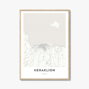 Karte von Heraklion Print, Heraklion Karte Geschenk, Heraklion Poster, Stadt Karte Kunstwerk für Zuhause & für das Büro, Griechenland