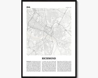 Richmond-Stadtplan als Kunstdruck, Zeitungsposter, Stadtreise-Wanddeko