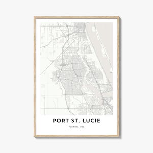 Kaart van Port St Lucie-print, Port St Lucie-kaartcadeau, Port St Lucie-poster, kunstwerk stadsplattegrond voor thuis en op kantoor, Florida
