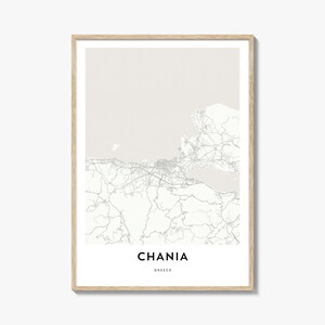 Karte von Chania Print, Chania Karte Geschenk, Chania Poster, Stadt Karte Kunstwerk für Zuhause & Büro, Griechenland