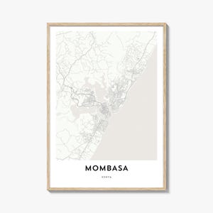 Mombasa Map Print: Kenya City Map Artwork