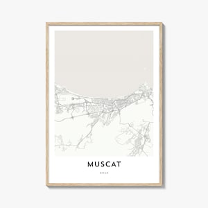 Map of Muscat Print, Muscat Map Gift, Muscat Poster, City Map Artwork for Home & Office, Oman