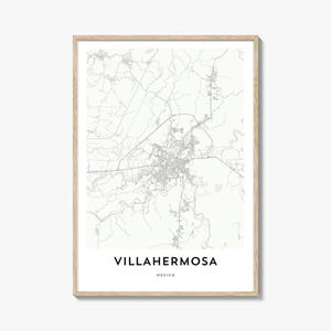 Map of Villahermosa Print, Villahermosa Map Gift, Villahermosa Poster, City Map Artwork for Home & Office, Mexico