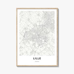 Impresión de mapa de Lille, regalo de mapa de Lille, póster de Lille, obra de arte de mapa de la ciudad para el hogar y la oficina, Francia