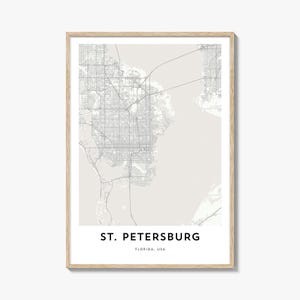 St Petersburg Map Poster Print, Sunshine City Wall Art, Florida Decor, USA City Street