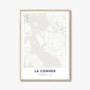 La Conner Karte Poster, La Conner Karte Geschenk, La Conner Poster, Stadt Karte Kunstwerk für Zuhause & für das Büro, Washington
