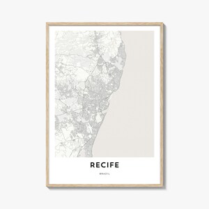 Karte von Recife Print, Recife Karte Geschenk, Recife Poster, Stadt Karte Kunstwerk für Zuhause & für das Büro, Brasilien