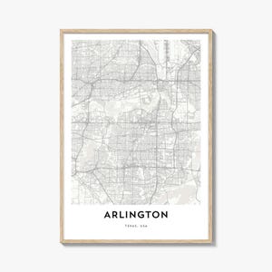 Map of Arlington Texas Print, Arlington Map Gift, Arlington Poster, City Map Artwork for Home & Office,