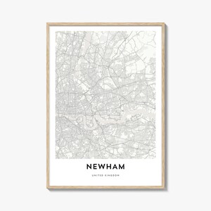Mapa de Newham Impressão, Mapa de Newham Presente, Pôster de Newham, Arte de Mapa de Cidade para Casa e Escritório, Reino Unido