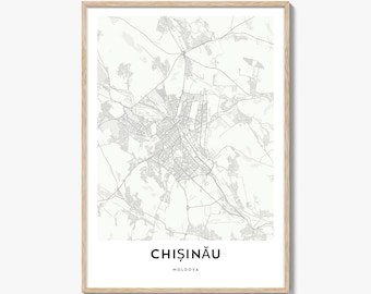 Chisinau Map Poster Print, Kishinev Wall Art, Moldova Decor, Bessarabia City Street Artwork