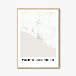 Map of Puerto Escondido Print, Puerto Escondido Map Gift, Puerto Escondido Poster, City Map Artwork for Home & Office, Mexico