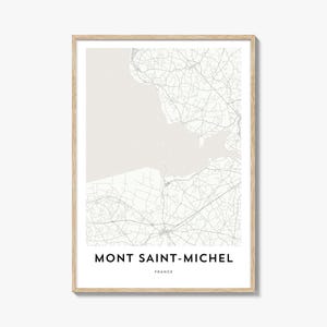 Karte von Mont Saint Michel Print, Mont Saint Michel Karte Geschenk, Mont Saint Michel Poster, Stadtplan Kunstwerk für Zuhause & für das Büro, Frankreich