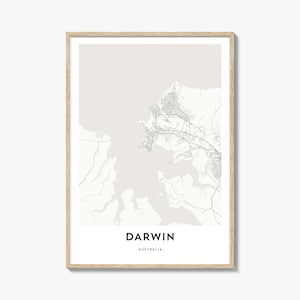 Map of Darwin Print, Darwin Map Gift, Darwin Poster, City Map Artwork for Home & Office, Australia