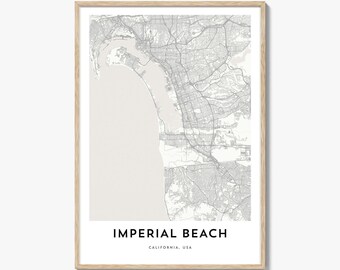 Imperial Beach Map Poster Print, San Diego Wall Art, California Decor, USA City Street