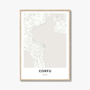 Karte von Korfu Print, Korfu Karte Geschenk, Korfu Poster, Stadt Karte Kunstwerk für Zuhause & für das Büro, Griechenland