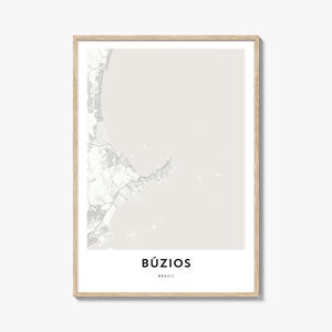 Impresión de mapa de Buzios, regalo de mapa de Buzios, póster de Buzios, obra de arte de mapa de la ciudad para el hogar y la oficina, Brasil