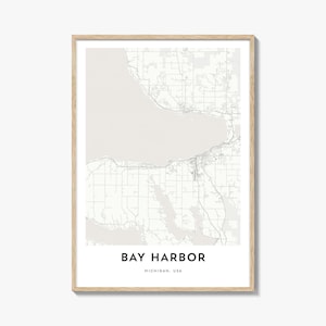 Map of Bay Harbor Print, Bay Harbor Map Gift, Bay Harbor Poster, City Map Artwork for Home & Office, Michigan