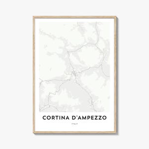 Map of Cortina d&#39;Ampezzo Print, Cortina d&#39;Ampezzo Map Gift, Cortina d&#39;Ampezzo Poster, City Map Artwork for Home & Office, Italy