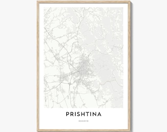 Map of Prishtina Print, Prishtina Map Gift, Prishtina Poster, City Map Artwork for Home & Office, Kosovo