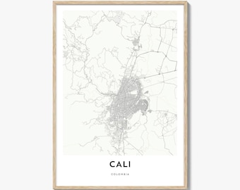 Cali Colombia Map Print: Cityscape Home & Office Art