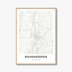 Impression de carte de Poughkeepsie, cadeau de carte de Poughkeepsie, affiche de Poughkeepsie, oeuvre d'art de plan de la ville pour la maison et le bureau, New York