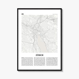 Zurich Poster, Newspaper Map Print, Switzerland Wall Art