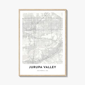 Kaart van Jurupa Valley-print, Jurupa Valley-kaartcadeau, Jurupa Valley-poster, stadsplattegrondkunstwerk voor thuis en op kantoor, Californië