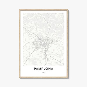 Karte von Pamplona Print, Pamplona Karte Geschenk, Pamplona Poster, Stadt Karte Kunstwerk für Zuhause & für das Büro, Spanien