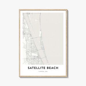 Impression de carte de plage satellite, cadeau carte de plage satellite, affiche de plage satellite, oeuvre d'art de plan de la ville pour la maison et le bureau, Floride
