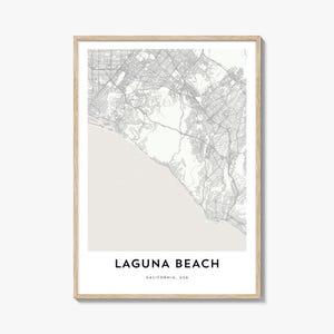 Impression de carte de Laguna Beach, cadeau de carte de Laguna Beach, affiche de Laguna Beach, oeuvre d'art de carte de la ville pour la maison et le bureau, Californie