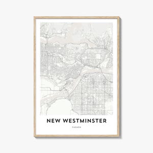 Map of New Westminster Print, New Westminster Map Gift, New Westminster Poster, City Map Artwork for Home & Office, Canada