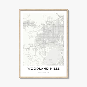 Woodland Hills-kaartafdruk: Californië stadskaart kunst