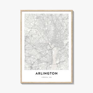 Arlington Map Poster Print, Virginia Wall Art, USA Decor, Washington DC City Street Artwork