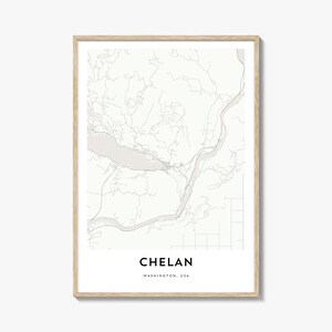 Kaart van Chelan, cadeau Chelan-kaart, Chelan-poster, kunstwerk stadsplattegrond voor thuis en op kantoor, Washington