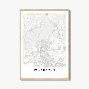 Impresión del mapa de Wiesbaden: Ilustración del mapa de la ciudad de Alemania