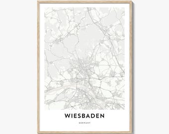 Map of Wiesbaden Print, Wiesbaden Map Gift, Wiesbaden Poster, City Map Artwork for Home & Office, Germany