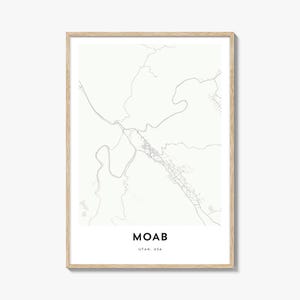 Map of Moab Print, Moab Karte Geschenk, Moab Poster, Stadt Karte Kunstwerk für Zuhause & Büro, Utah