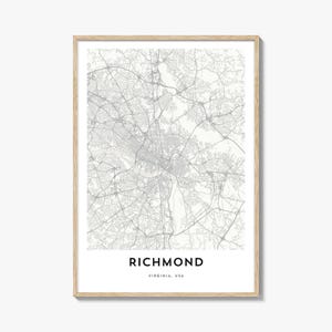 Map of Richmond Print, Richmond Map Gift, Richmond Poster, City Map Artwork for Home & Office, Virginia