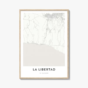 Karte von La Libertad Print, La Libertad Karte Geschenk, La Libertad Poster, Stadt Karte Kunstwerk für Zuhause & für das Büro, El Salvador
