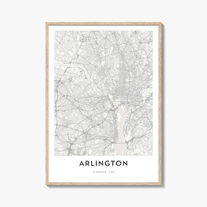 Map of Arlington Virginia Print, Arlington Map Gift, Arlington Poster, City Map Artwork for Home & Office,