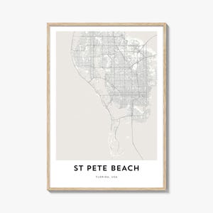 Kaart van St. Pete Beach-poster, St. Pete Beach-kaartcadeau, St. Pete Beach-poster, kunstwerk stadsplattegrond voor thuis en op kantoor, Florida