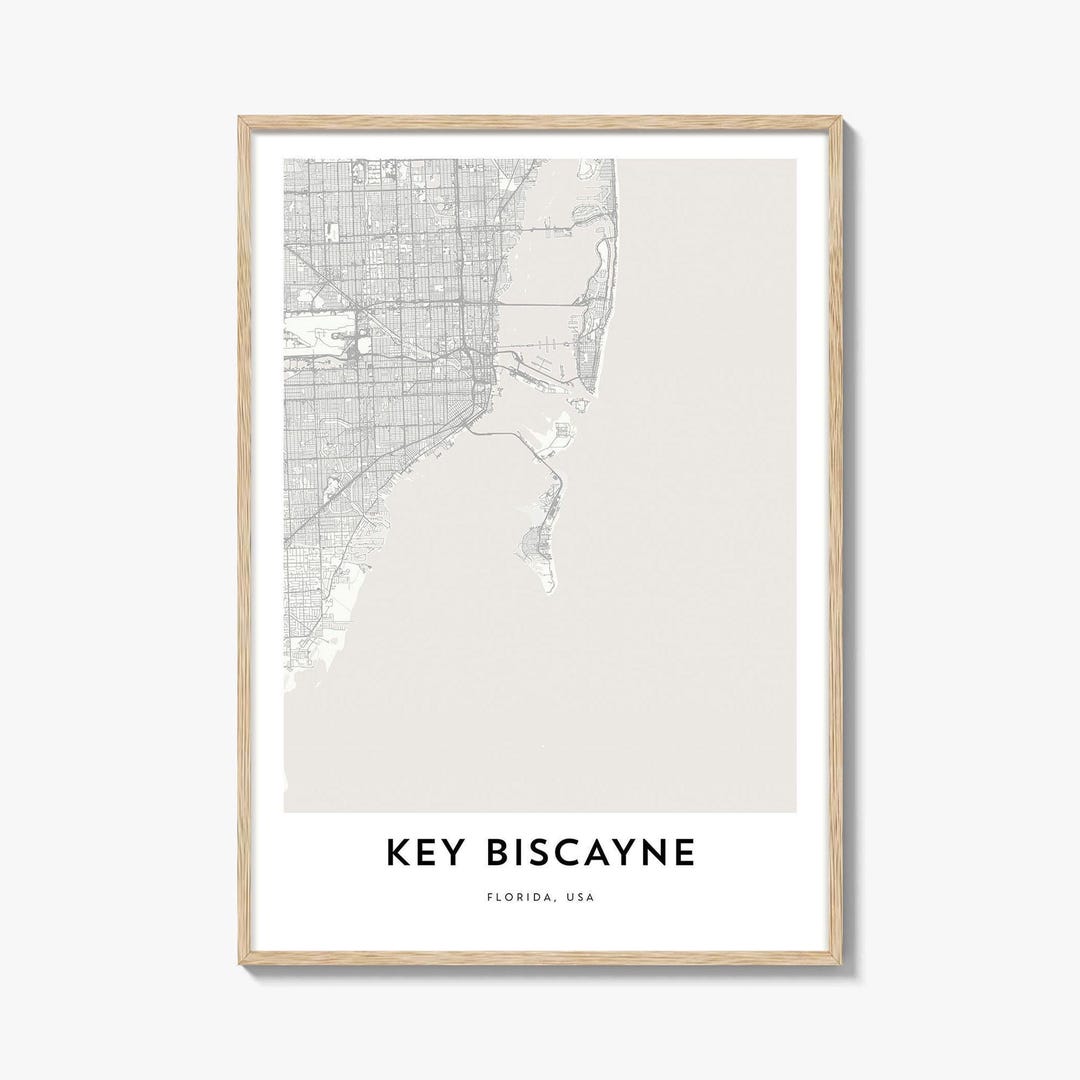 Map of Key Biscayne Print, Key Biscayne Map Gift, Key Biscayne Poster ...