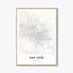 Stampa della mappa di San Jose, Costa Rica: decorazione della casa con paesaggio urbano